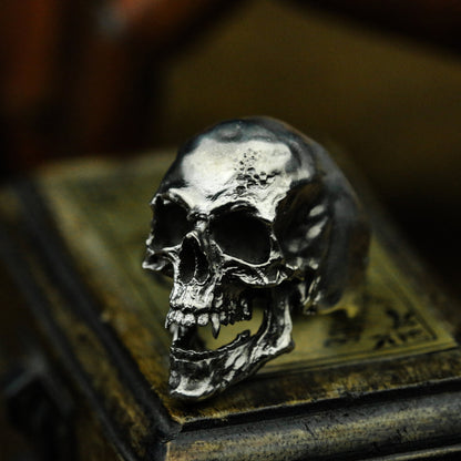 Fangs skull 925 silver ring, ferocious skull, skull jewelry, devil skull ring-Craftsmen made - SATANHORN