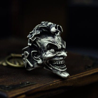 Hand-Forged 925 Silver Villain Smile Ring - Gothic Trickster Design for Men's Statement Jewelry - SATANHORN