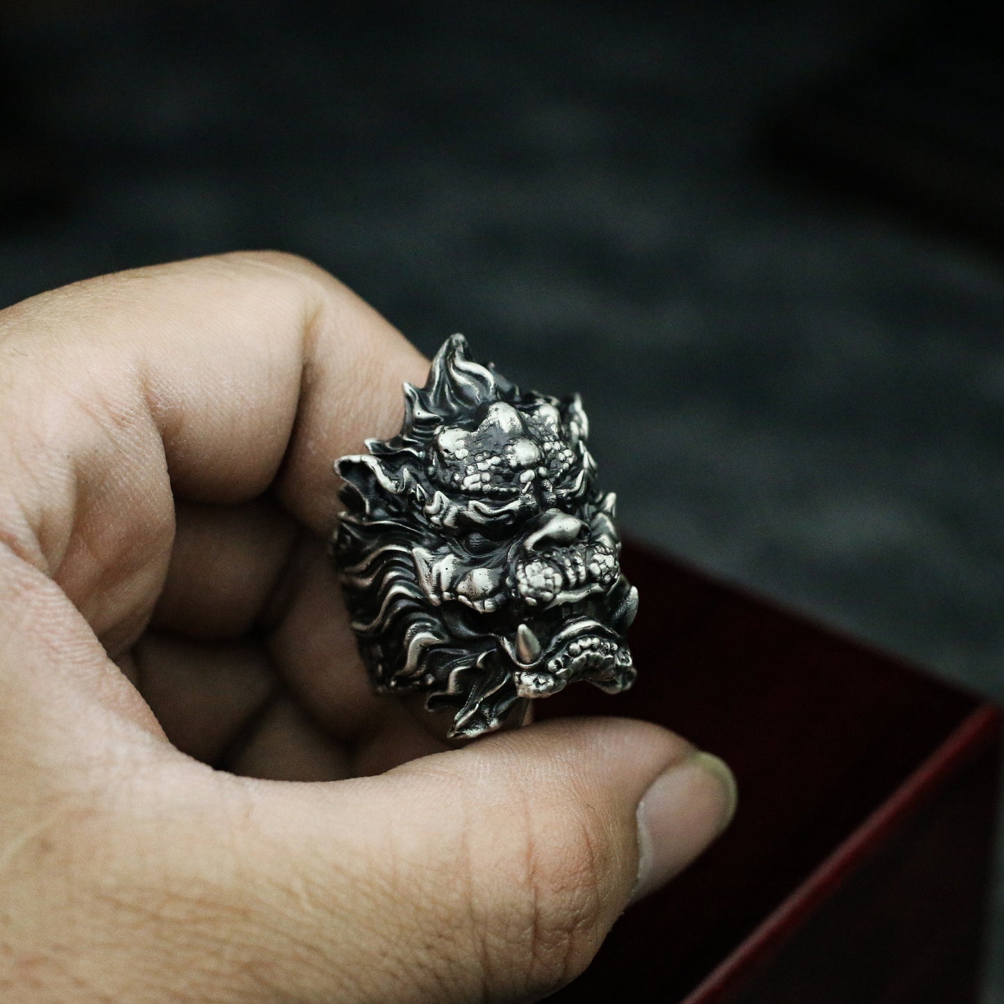 Lion 925 silver ring, Unicorn silver ring, Kylin Ring,Monster ring-Craftsmen made