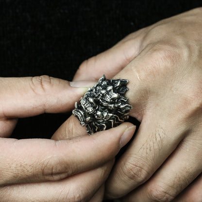 Lion 925 silver ring, Unicorn silver ring, Kylin Ring,Monster ring-Craftsmen made - SATANHORN