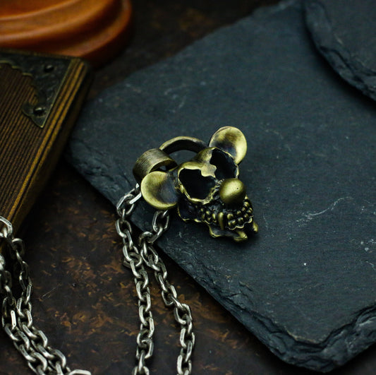 Disney Mickey Skull 925 Silver Pendant - Mickey Mouse Necklace Pendant - Handmade Sterling Silver Brass Jewelry - Crafted made