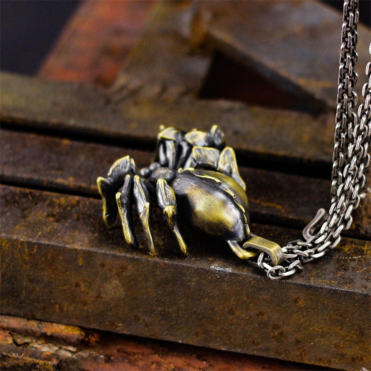 Tarantula Brass pendant, Spider pendant necklace,invisible killer, solid brass insect personalized gift-Craftsmen made