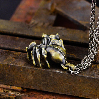 Tarantula Brass pendant, Spider pendant necklace,invisible killer, solid brass insect personalized gift-Craftsmen made
