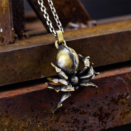 Tarantula Brass pendant, Spider pendant necklace,invisible killer, solid brass insect personalized gift-Craftsmen made