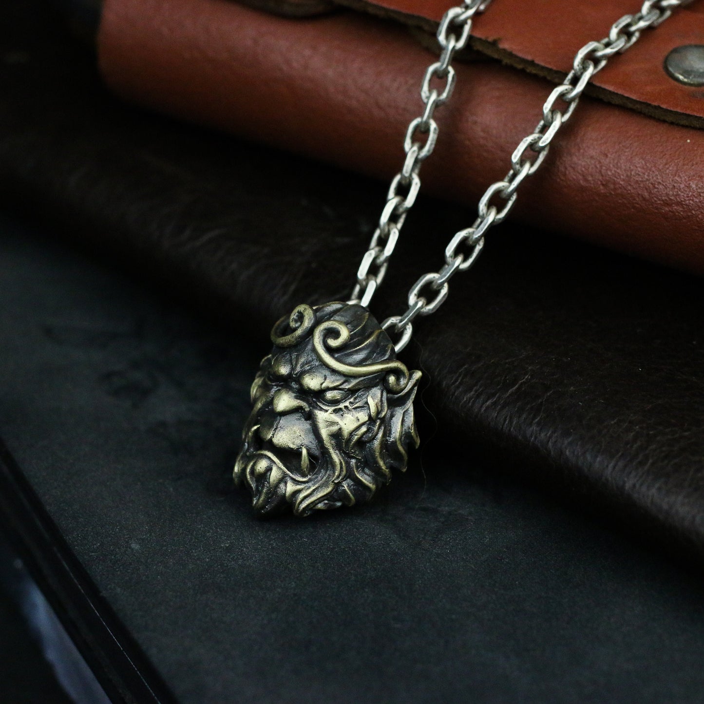 Monkey King 925 Silver Necklace Pendant, Wukong Chinese Mythology, Journey to the West Sterling Silver Jewelry - Craftsman Made