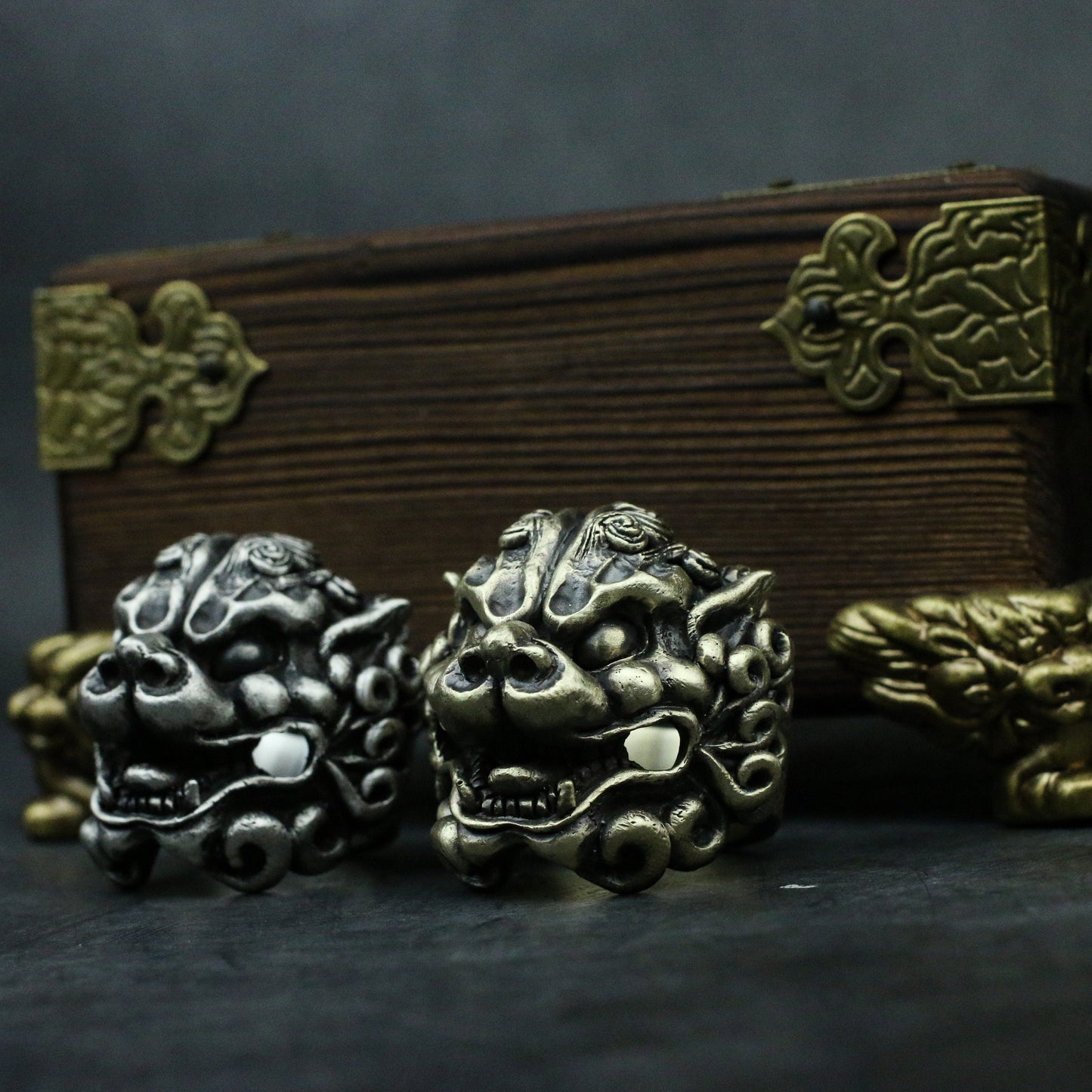 Lion beast 925 silver ring, lion dance head ring, New Year beast Kylin gift sterling silver personality - Crafted by craftsmen - SATANHORN