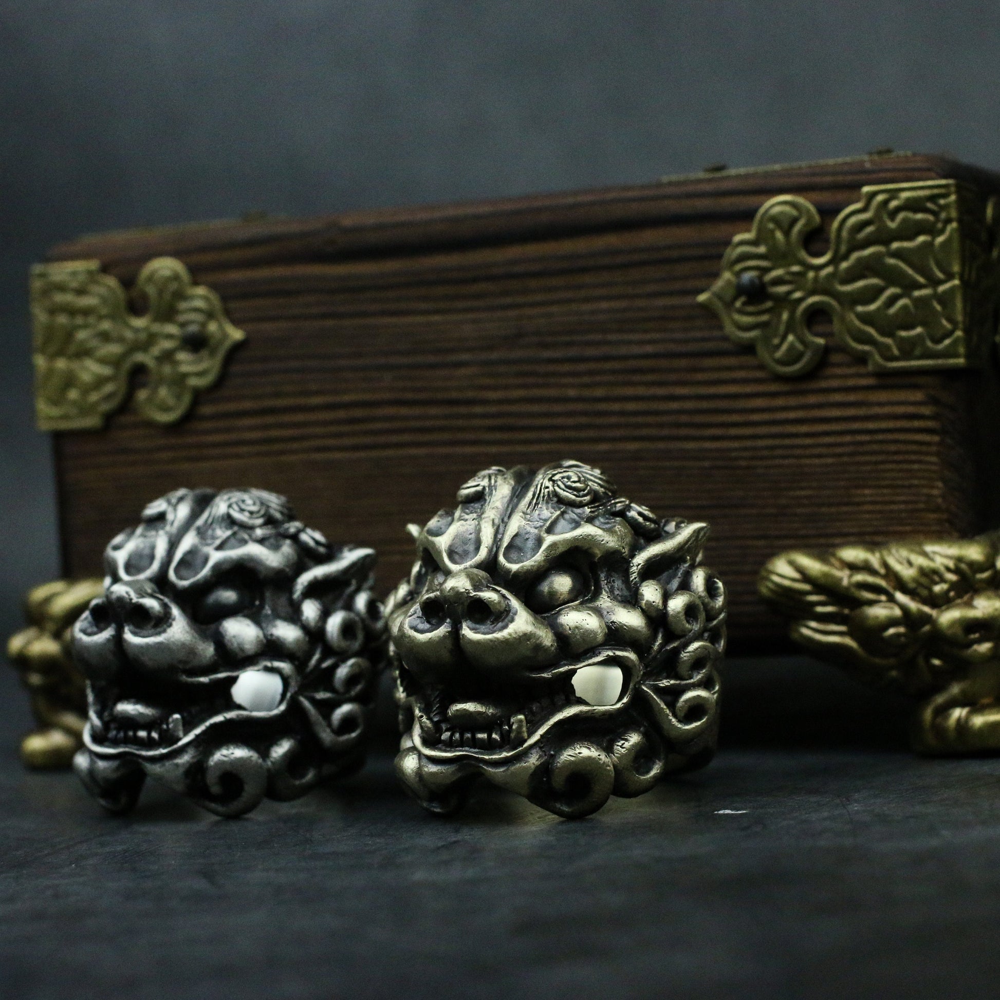 Lion beast 925 silver ring, lion dance head ring, New Year beast Kylin gift sterling silver personality - Crafted by craftsmen - SATANHORN