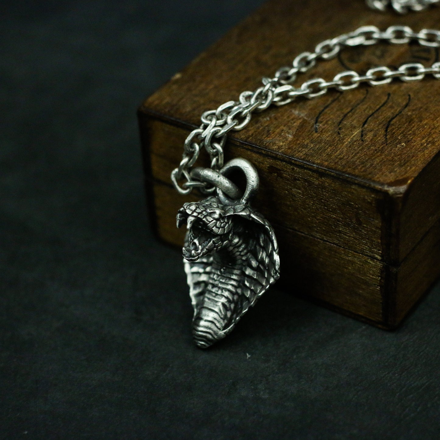 Cobra Snake 925 Silver Pendant Necklace, Sterling Silver Viper Jewelry, King Snake Eyes-Craftsmen made