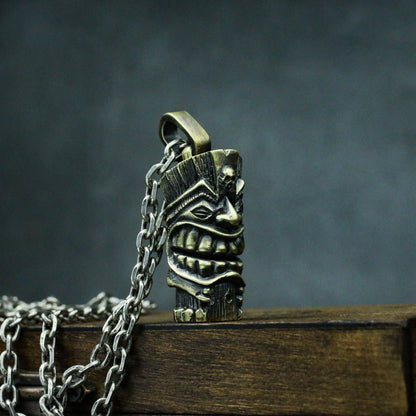 Native American Totem 925 silver Pendant, Funny Face Jewelry, Mysterious american indian Token Belief Pendant——Craftsman made - SATANHORN