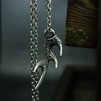 Antler 925 silver pendant necklace,Kylin horn sterling silver jewelry,Gift for mother,Unique necklace pendant jewelry-Craftsmen Made