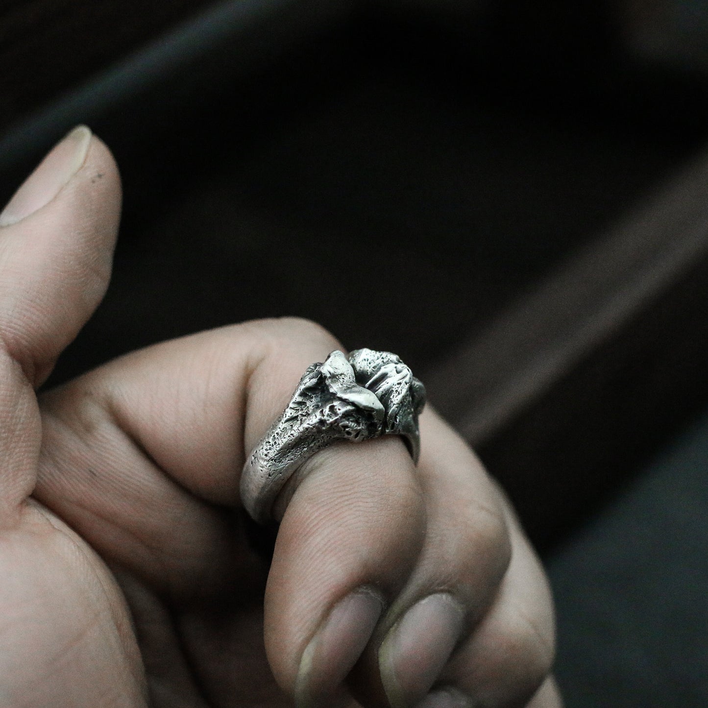 Bone joint 925 silver ring, Joint silver ring, 925 sterling silver brass personality ring - Craftsman Made