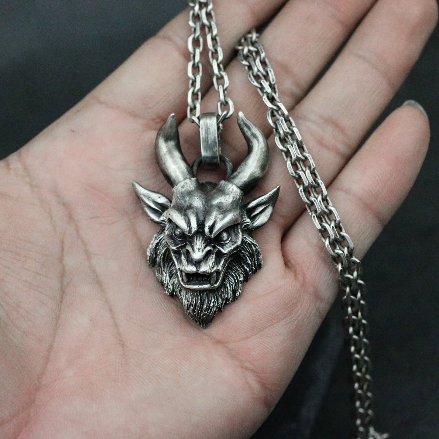 Evil Goat 925 Silver Pendant Necklace, Devil Sheep God Pendant Necklace, Goat Necklace, Pan God Necklace Pendant-Craftsman made