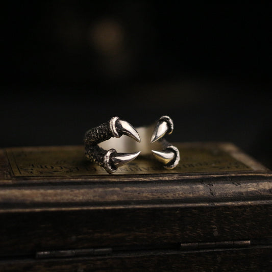 Eagle claw 925 silver ring, Dragon claw ring, Animal claw open ring, Brass sterling silver personalized gift - Craftsman Made - SATANHORN