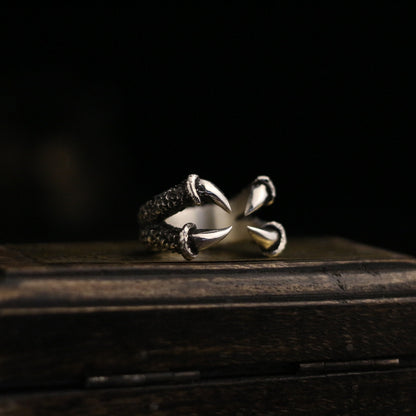 Eagle claw 925 silver ring, Dragon claw ring, Animal claw open ring, Brass sterling silver personalized gift - Craftsman Made - SATANHORN