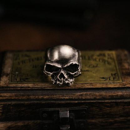 Half-faced skull 925 silver ring, broken skull ring, sterling silver ghost vintage gothic ring gift - craftsman made - SATANHORN