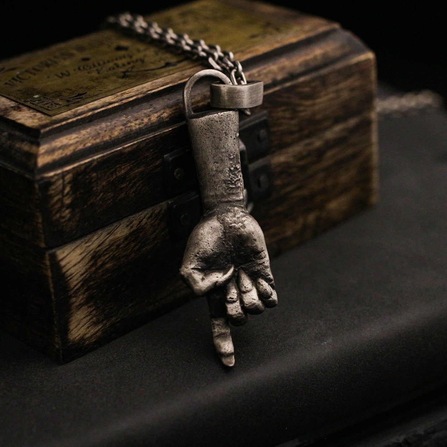 Ghost Hand 925 Silver Pendant Necklace, Zombie Arm Pendant, Hell Finger Pendant, Silver/Brass Vintage Gothic Necklace Gift-Craftsman Made