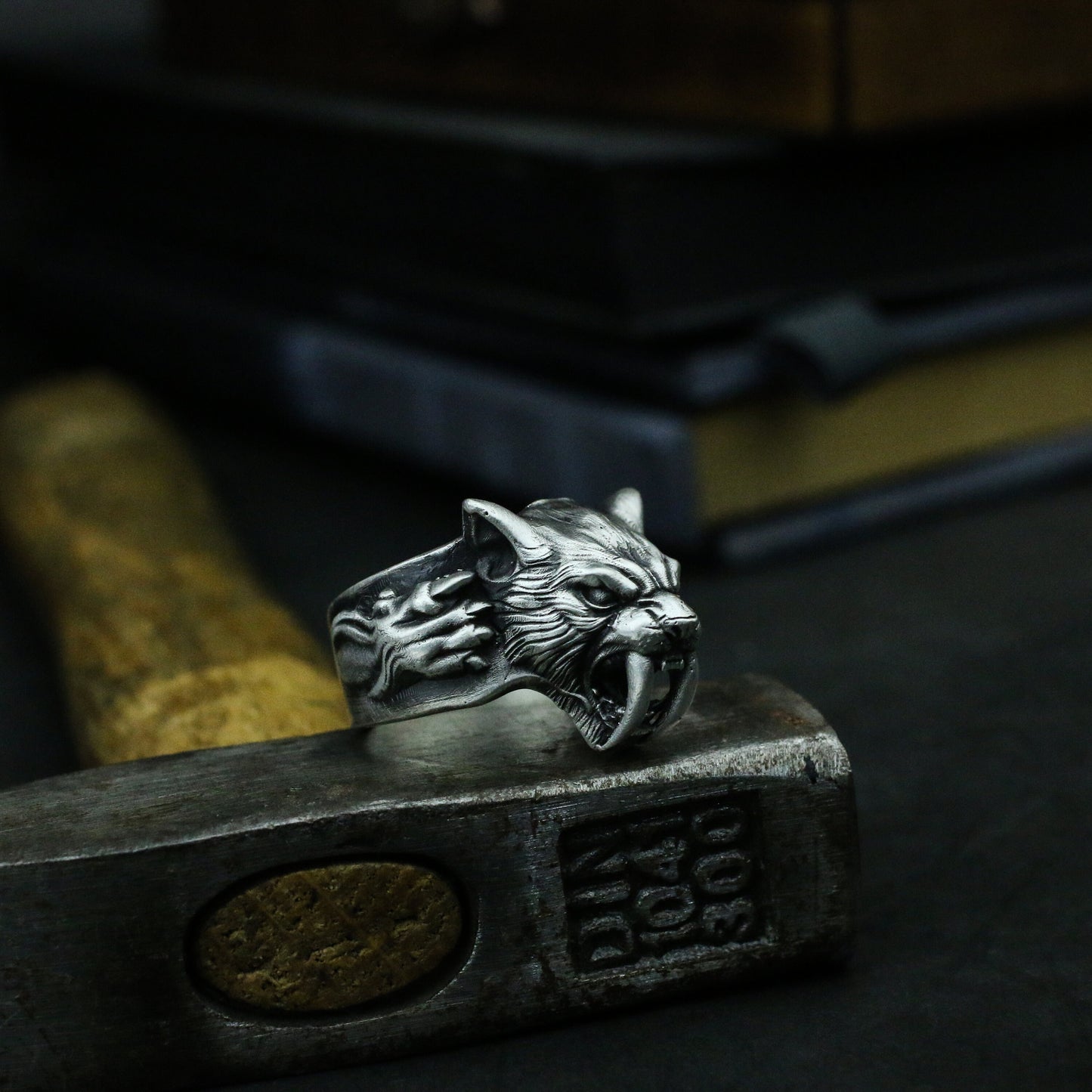 Saber-toothed tiger - 925 Silver Ring,Sterling silver Skull,Tiger Skull Ring - Sharp-edged - Craftsman made