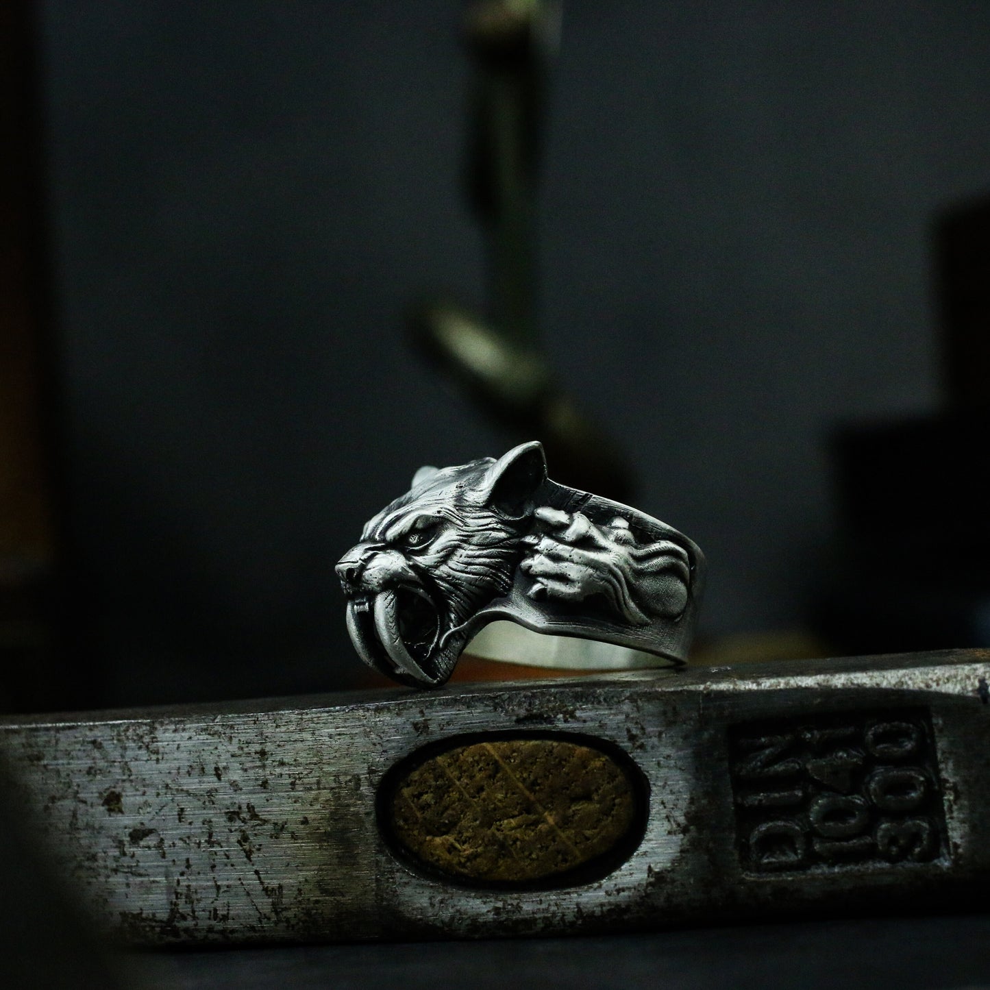 Saber-toothed tiger - 925 Silver Ring,Sterling silver Skull,Tiger Skull Ring - Sharp-edged - Craftsman made