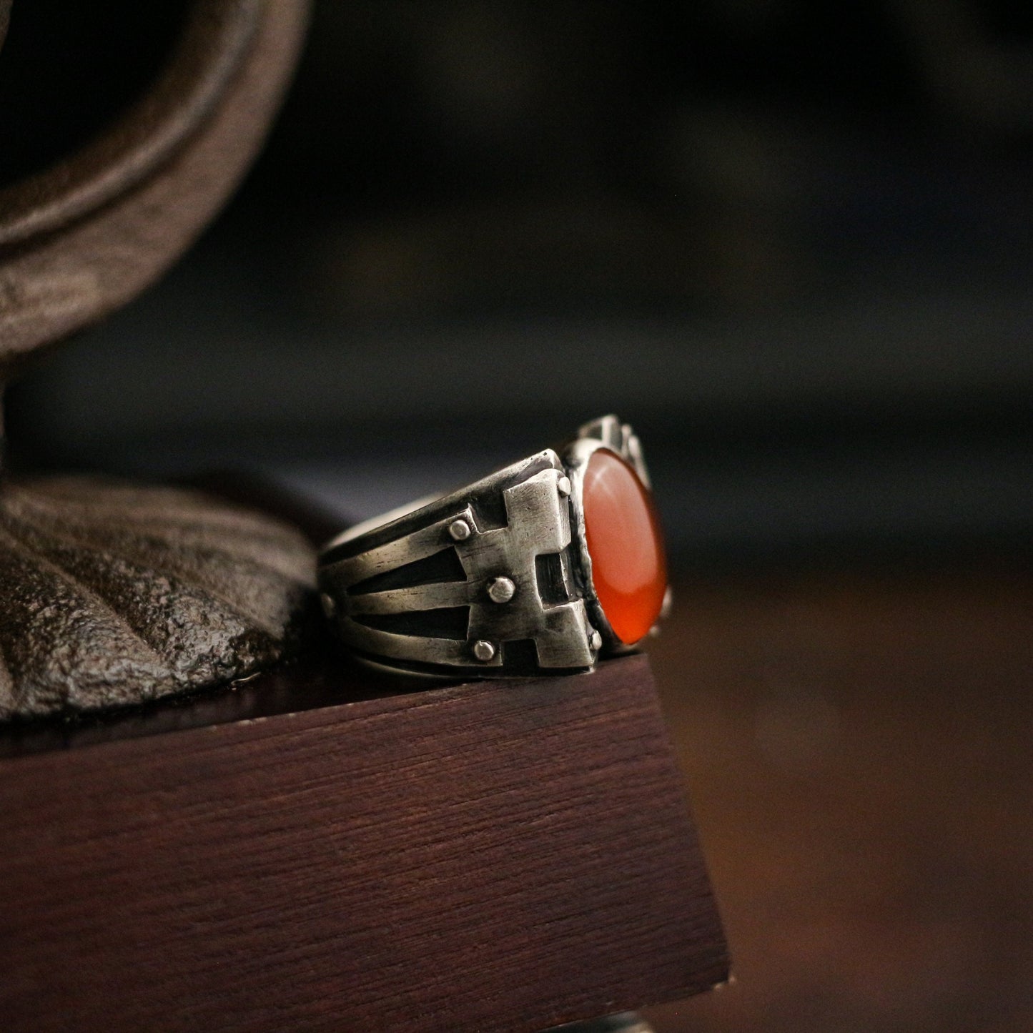 Doomsday Wasteland Mecha 925 Silver  Ring, Ruby Inlaid Ring, Sterling Silver Gothic Retro Cyberpunk-Crafted by Craftsman - SATANHORN