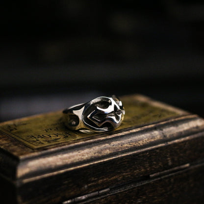Palace style cross 925 silver ring, hand-printed and polished ring, sterling silver Gothic retro cyberpunk - Craftsman made - SATANHORN