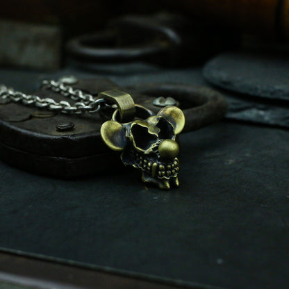 Handmade Big Ear Skull Vintage Mouse Brass Charm/Necklace/Pendant - SATANHORN