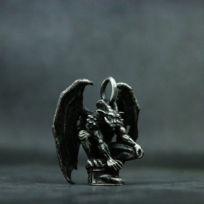 Devil 925 silver necklace pendant, bat wings monster cannibal jewelry, small gift sterling silver personality-crafted by craftsman