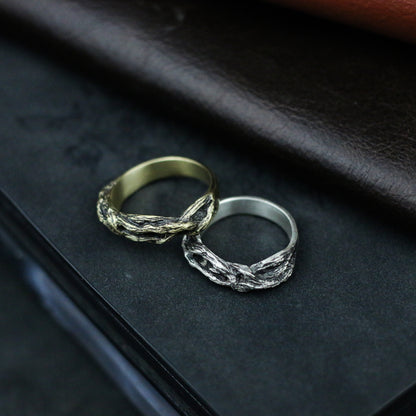 Vine 925 silver ring, wood attribute ring, natural ring, small gift sterling silver personality-craftsman made - SATANHORN