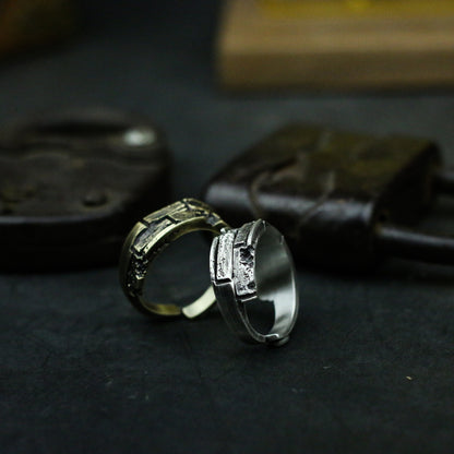 Rock 925 silver ring, brick sterling silver brass ring, personalized handmade rift ring-craftsman made - SATANHORN