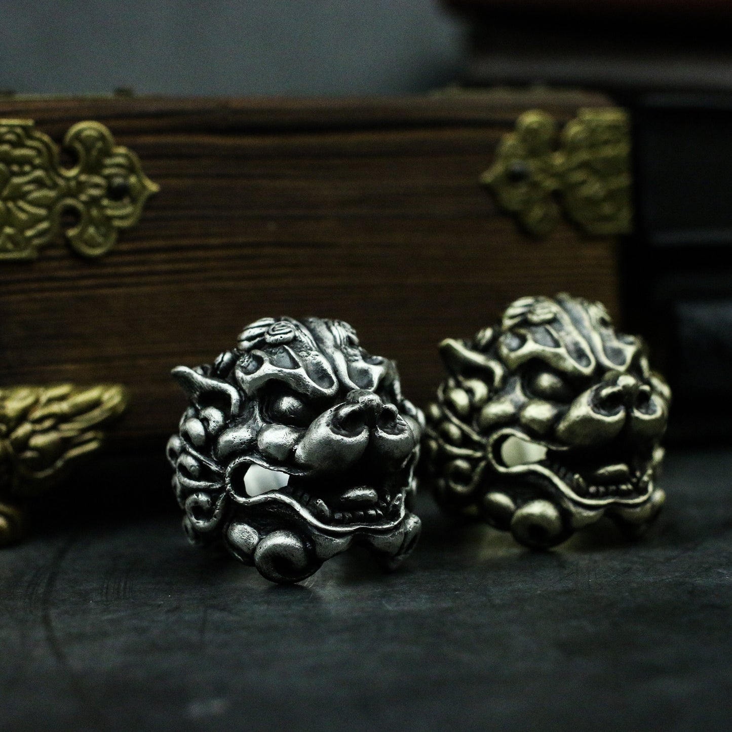 Lion beast 925 silver ring, lion dance head ring, New Year beast Kylin gift sterling silver personality - Crafted by craftsmen - SATANHORN