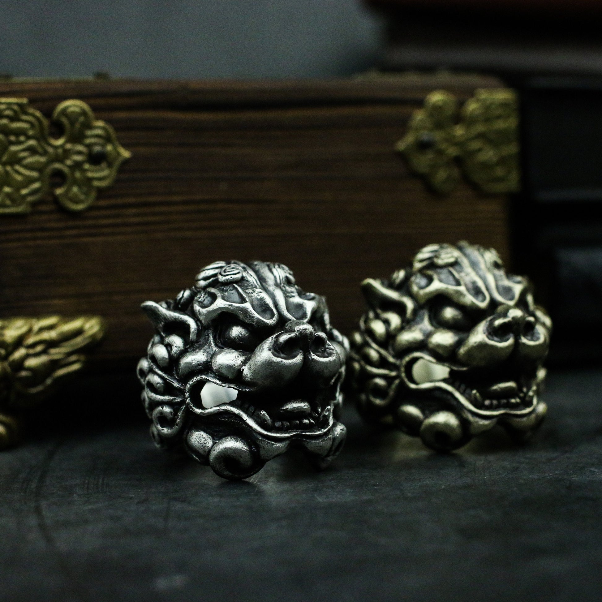 Lion beast 925 silver ring, lion dance head ring, New Year beast Kylin gift sterling silver personality - Crafted by craftsmen - SATANHORN