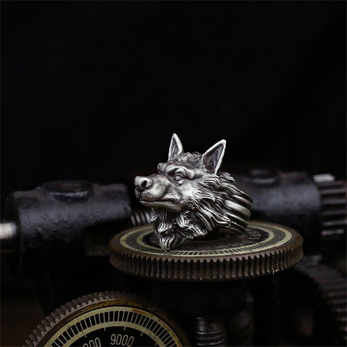 Silver wolf 925 silver ring, wolf king wild wolf jewelry, steppen wolf sterling silver ring-craftsman made