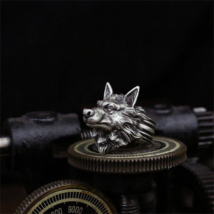 Silver wolf 925 silver ring, wolf king wild wolf jewelry, steppen wolf sterling silver ring-craftsman made - SATANHORN