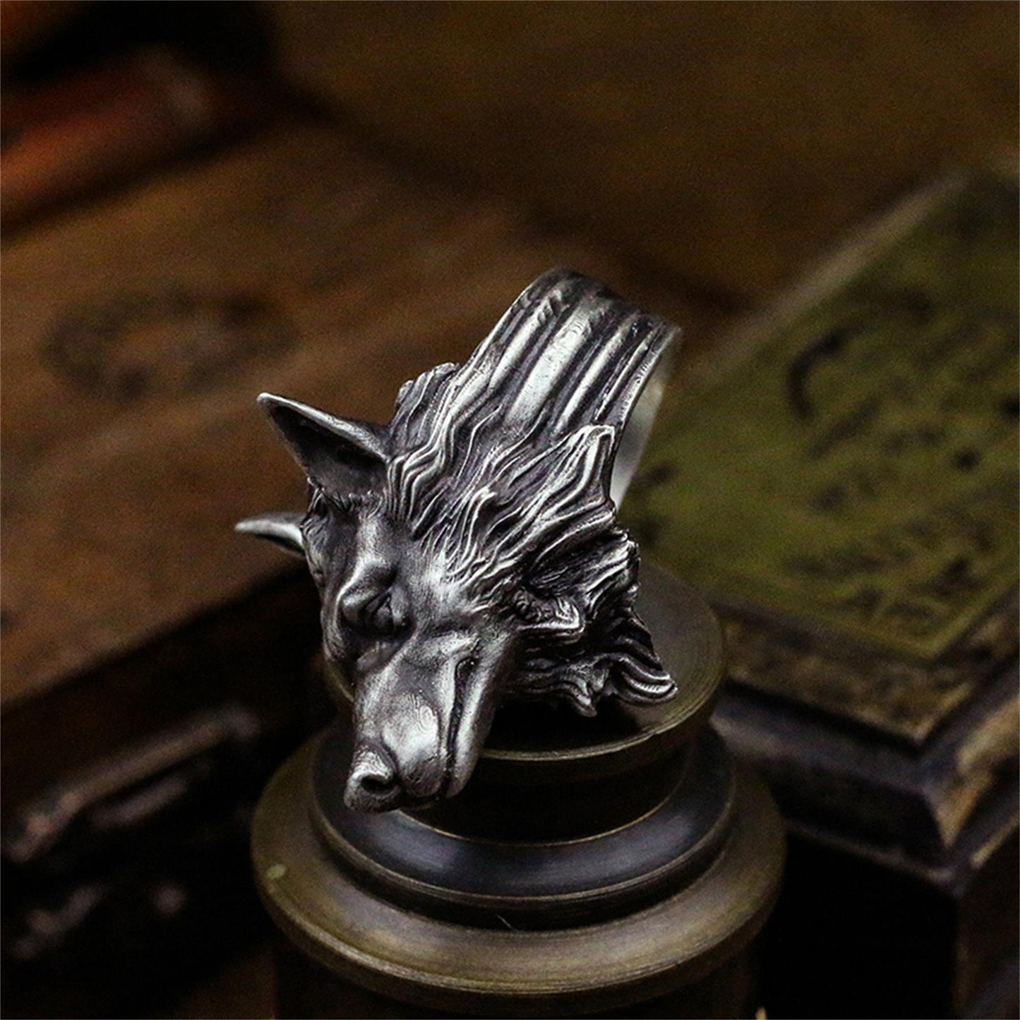 Silver wolf 925 silver ring, wolf king wild wolf jewelry, steppen wolf sterling silver ring-craftsman made