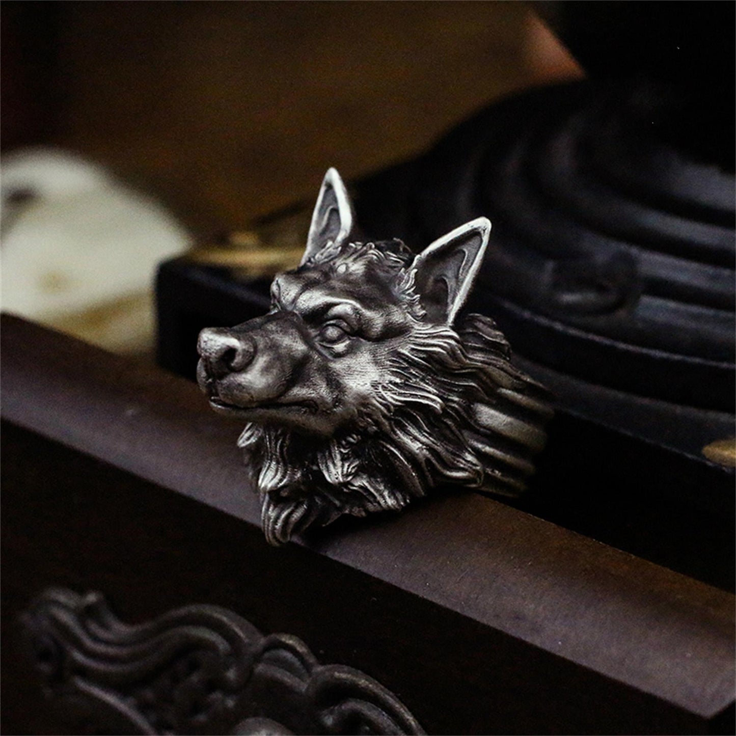 Silver wolf 925 silver ring, wolf king wild wolf jewelry, steppen wolf sterling silver ring-craftsman made