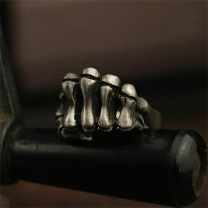 Fist skeleton 925 silver ring, bone fist silver ring, men's jewelry silver ring-Craftsman made - SATANHORN