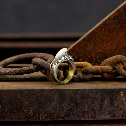 Shark fin 925 silver/brass Ring, ruthless killer Ring, sterling silver brass personality gift of the sea master - Craftsman made - SATANHORN