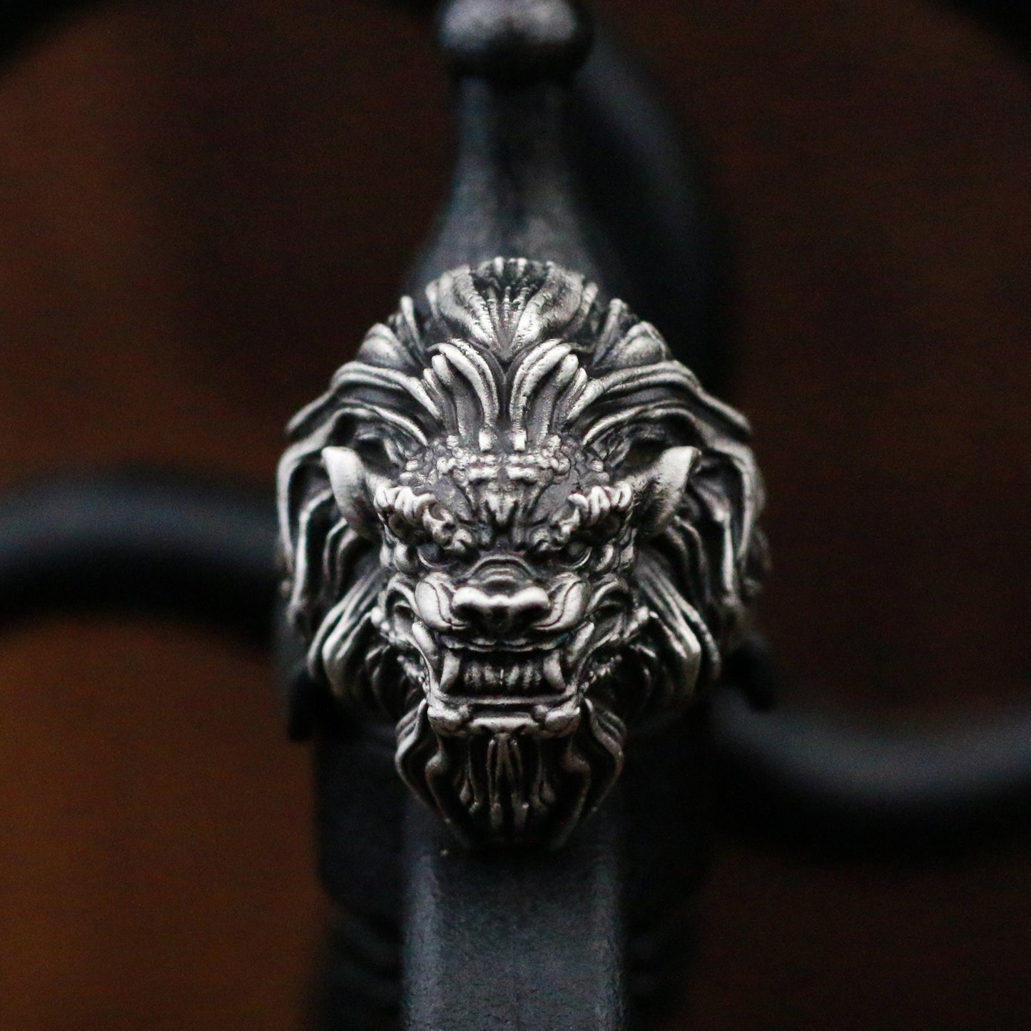 African lion 925 silver ring, majestic lion king silver ring, handmade silver ring for men-Craftsman made