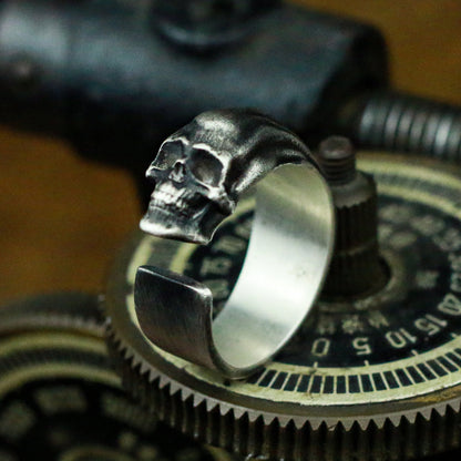 925 Sterling Silver Skull Ring,Silver Ring Men,Adjustable Ring,Open Ring,Cold Ring,Halloween Jewelry,elegant skull ring-Craftsman made - SATANHORN
