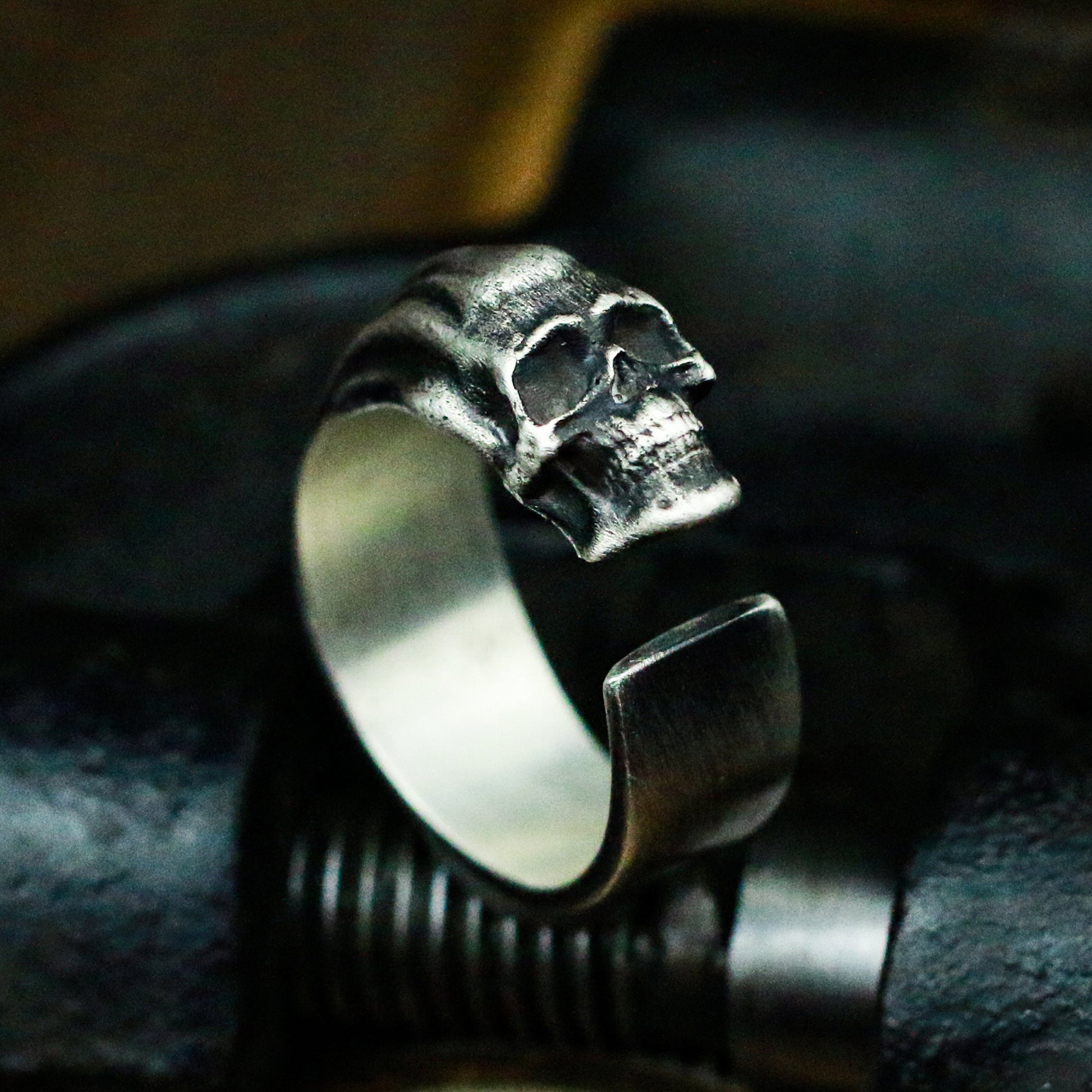 925 Sterling Silver Skull Ring,Silver Ring Men,Adjustable Ring,Open Ring,Cold Ring,Halloween Jewelry,elegant skull ring-Craftsman made - SATANHORN
