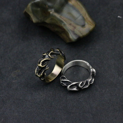 Wildfire 925 silver ring, Fire attribute five element ring, raging fire 925 sterling silver brass couple ring - crafted by craftsman - SATANHORN