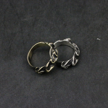 Wildfire 925 silver ring, Fire attribute five element ring, raging fire 925 sterling silver brass couple ring - crafted by craftsman - SATANHORN