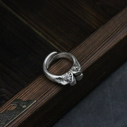 Bone joint 925 silver ring, Joint silver ring, 925 sterling silver brass personality ring - Craftsman Made - SATANHORN