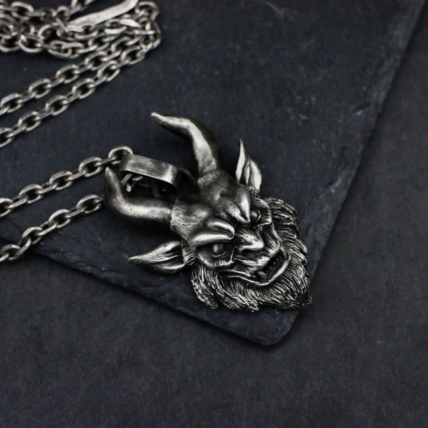 Evil Goat 925 Silver Pendant Necklace, Devil Sheep God Pendant Necklace, Goat Necklace, Pan God Necklace Pendant-Craftsman made