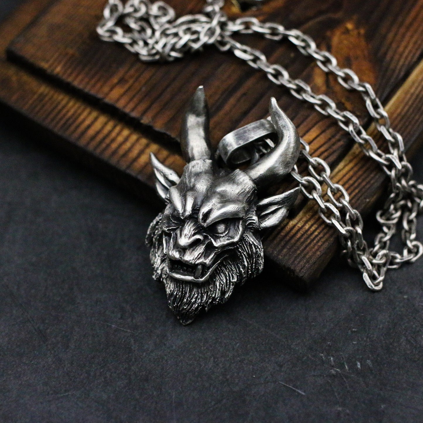 Evil Goat 925 Silver Pendant Necklace, Devil Sheep God Pendant Necklace, Goat Necklace, Pan God Necklace Pendant-Craftsman made