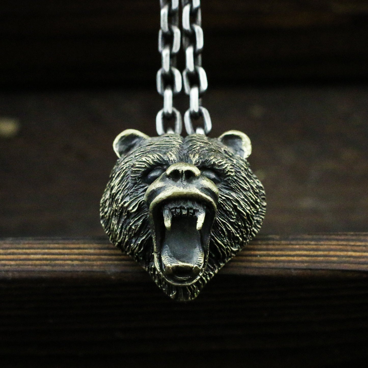 Brown bear 925 silver pendant/ring,Brown Bear Hunter's Men's Pendant,Animal necklace jewelry,Art Deco jewelry,Craftsman made