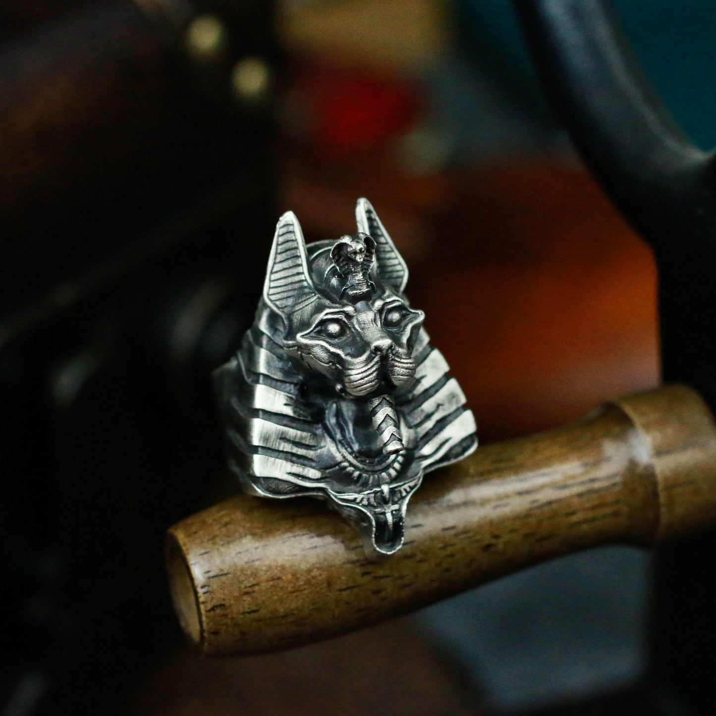 Bastet 925 silver ring, ancient Egyptian cat god totem silver ring jewelry, body silver ring-Craftsmen made