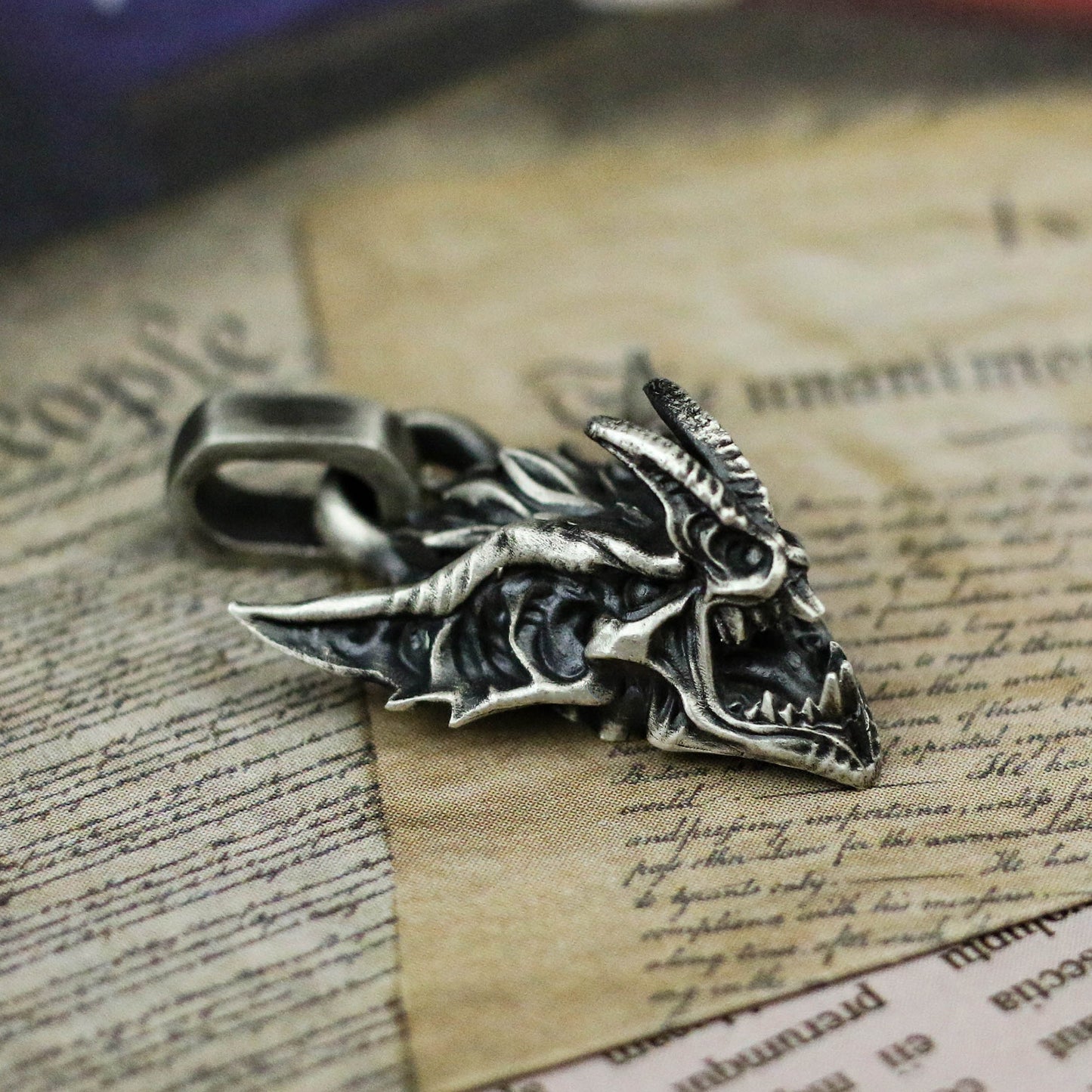 Gargoyle Vampire 925 Silver Pendant Necklace, Gothic Bat Silver Pendant Necklace, Unique Individual Silver Jewelry-Craftsman made