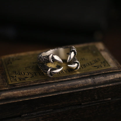 Eagle claw 925 silver ring, Dragon claw ring, Animal claw open ring, Brass sterling silver personalized gift - Craftsman Made - SATANHORN
