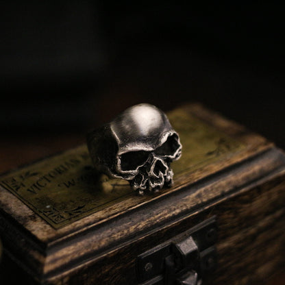 Half-faced skull 925 silver ring, broken skull ring, sterling silver ghost vintage gothic ring gift - craftsman made - SATANHORN