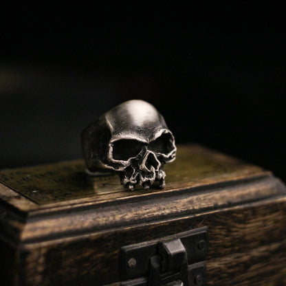 Half-faced skull 925 silver ring, broken skull ring, sterling silver ghost vintage gothic ring gift - craftsman made - SATANHORN